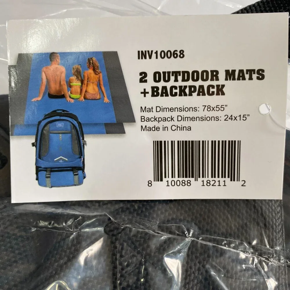 Torelli Blue Black Backpack with 2 beach lawn Mats Set
